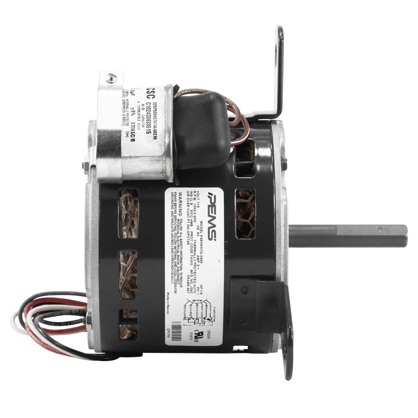 63747 - 1/8 HP | 1550 RPM | 115 V | 1 Ph | 42 Frame | OAO | CWSE | PSC | HVACR OEM Replacement | Cat 63747 | Model 63747