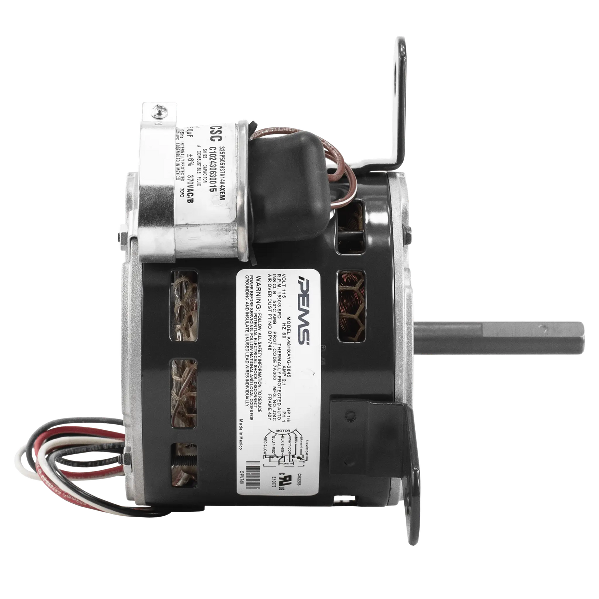 63747 - 1/8 HP | 1550 RPM | 115 V | 1 Ph | 42 Frame | OAO | CWSE | PSC | HVACR OEM Replacement | Cat 63747 | Model 63747