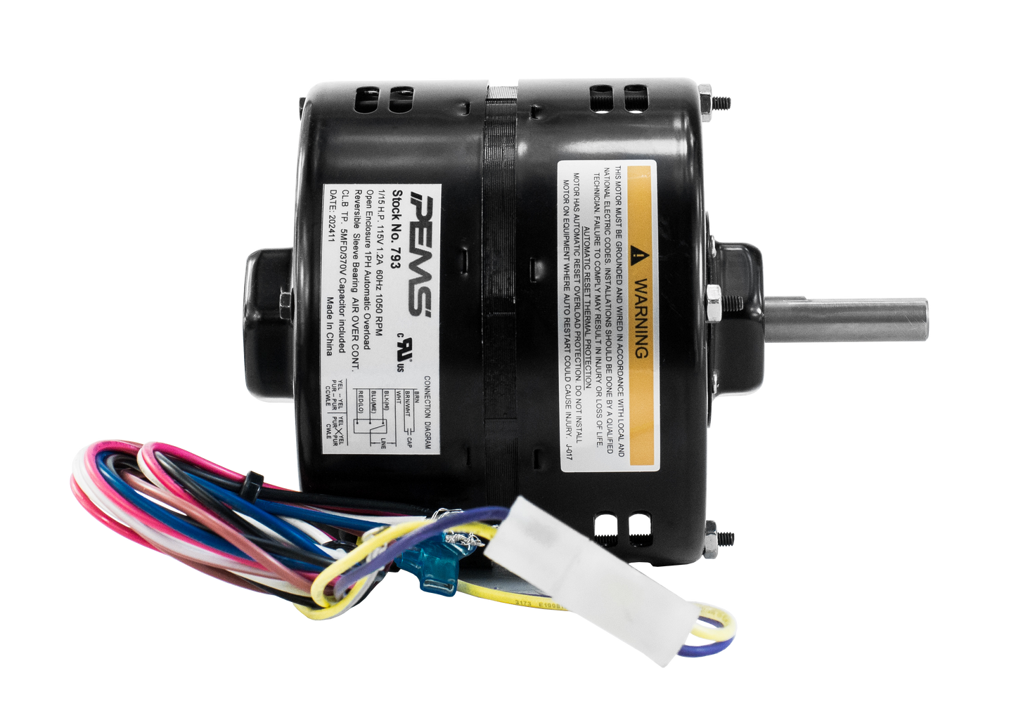 1/15 HP | 1050 RPM | 115 V | 1 Ph | 42 Frame | OAO | Reversible | Shaded Pole | HVACR OEM Replacement