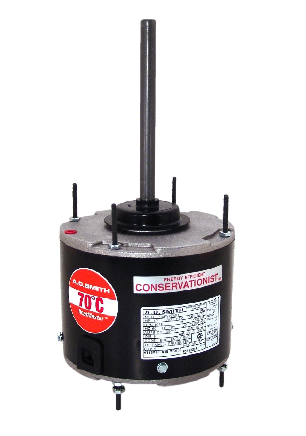 feh1076sf - 3/4 HP | 1075 RPM | 460 V | 1 Ph | 48 Frame | TEAO | Reversible | PSC | HVACR Condenser Fan | Cat FEH1076SF
