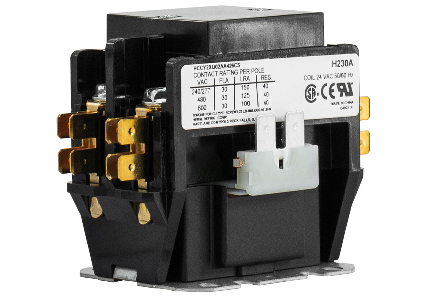 H230A – 2-Pole 30 Amp Contactor | 24V Coil