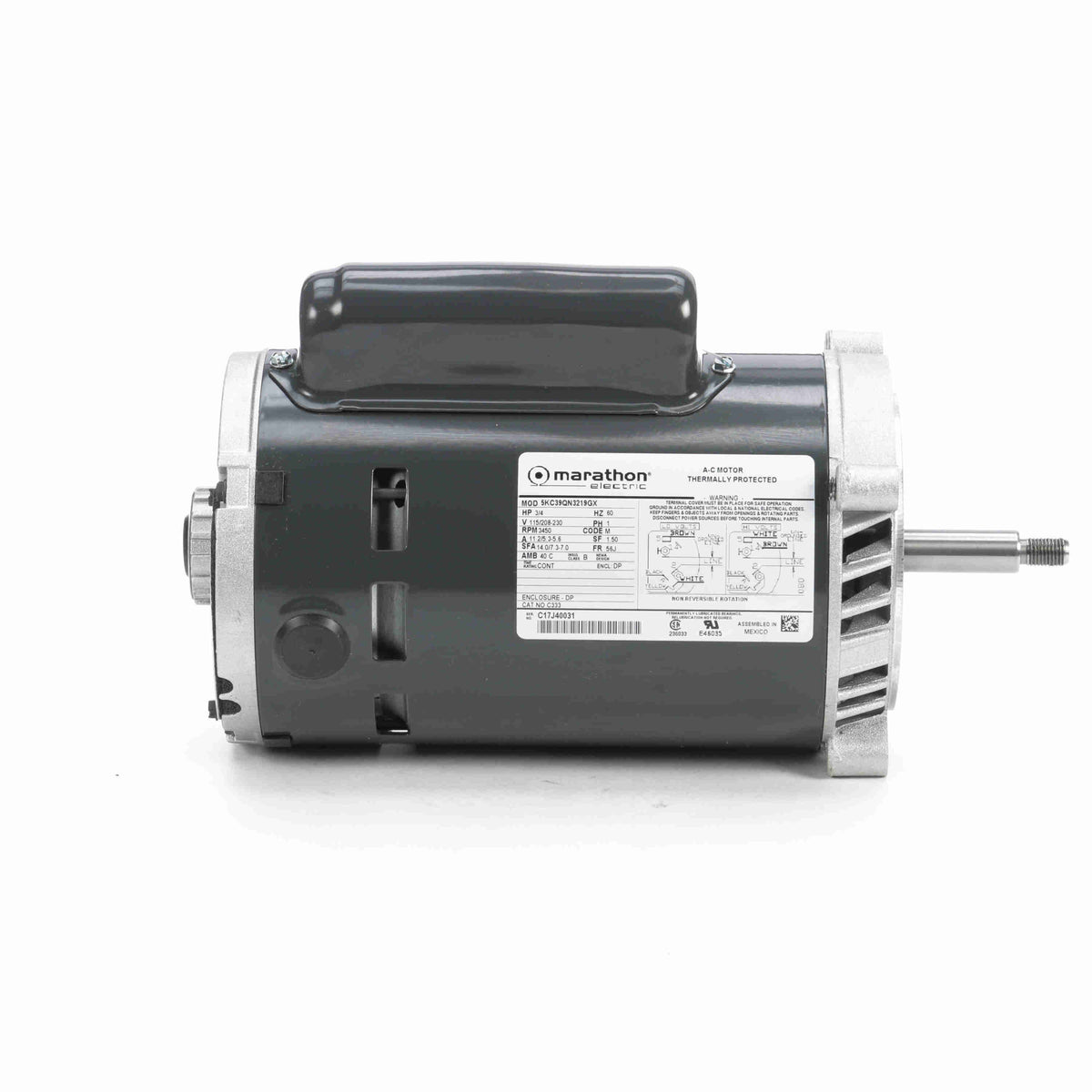 C333 Leeson Pump Motor 0.75 HP 3450 RPM 56J Frame