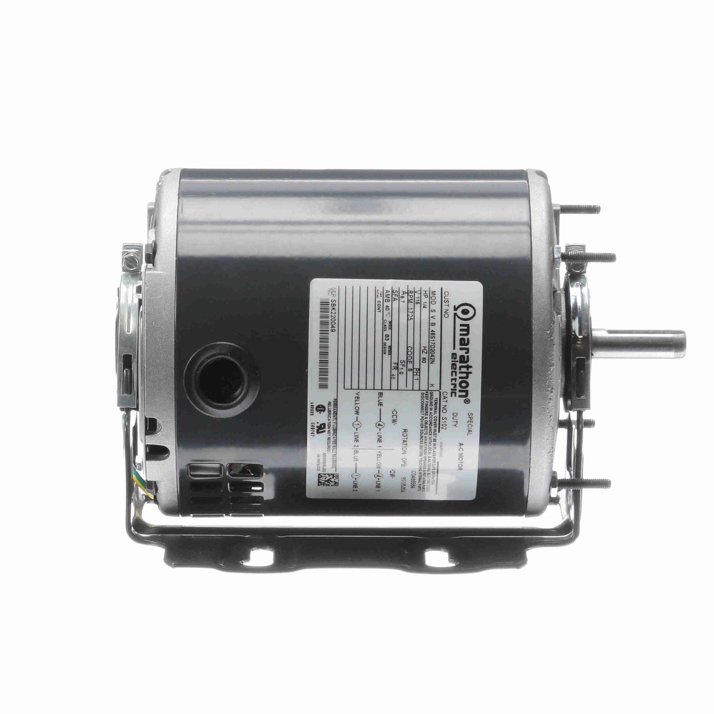 ms102 - 1/4 HP | 1725 RPM | 115 V | 1 Ph | 48Z Frame | ODP | Reversible | Split Phase | General Purpose | Cat S102