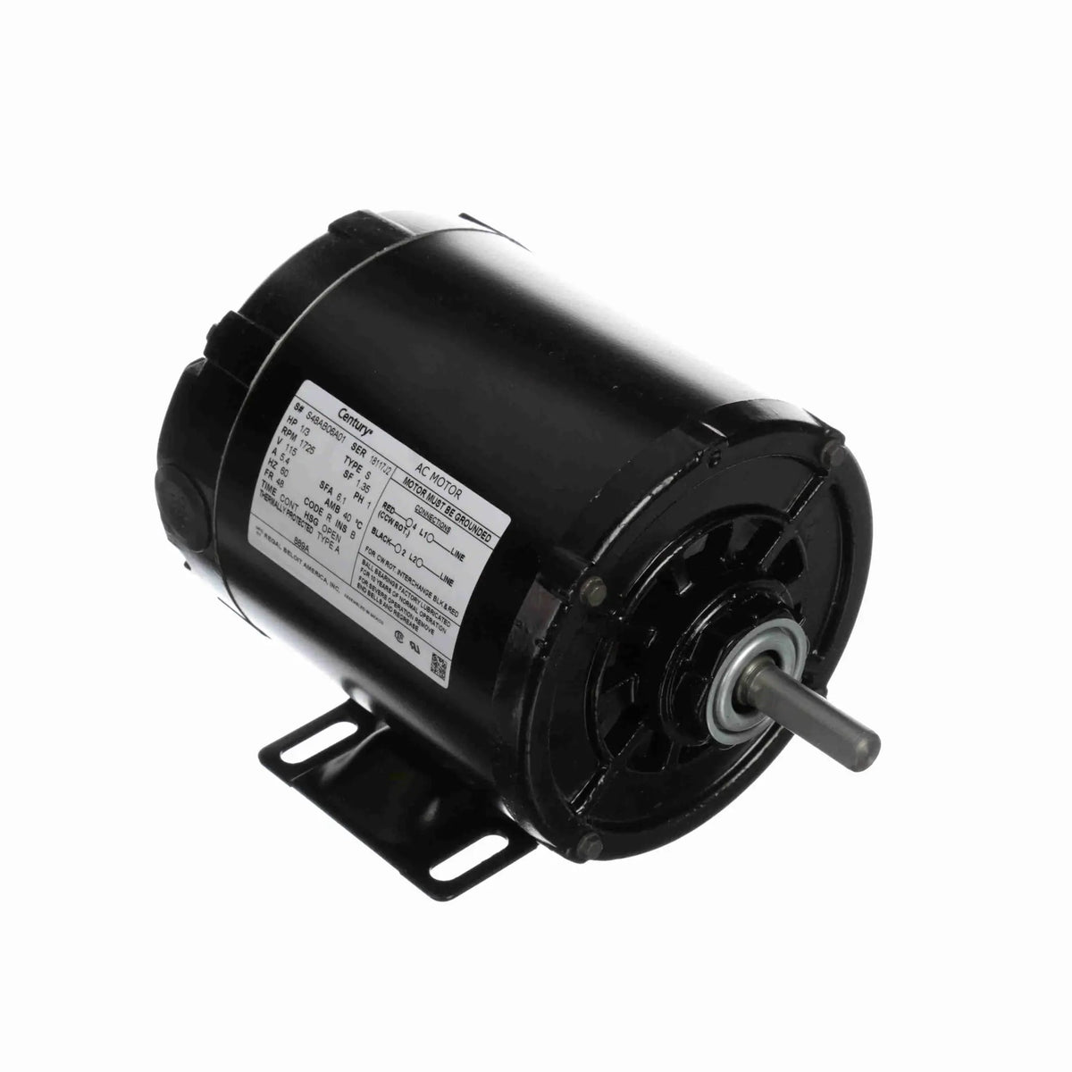 u889a - 1/3 HP | 1725 RPM | 115 V | 1 Ph | 48 Frame | OAO | Reversible | Split Phase | HVACR Fan And Blower | Cat 889A