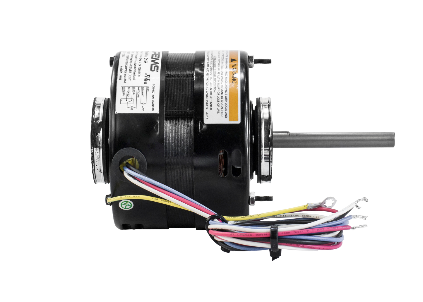 d158 - 1/5 HP | 1050 RPM | 115 V | 1 Ph | 42 Frame | OAO | CWSE | PSC | HVACR Direct Drive Blower | Cat D158 | Model D158