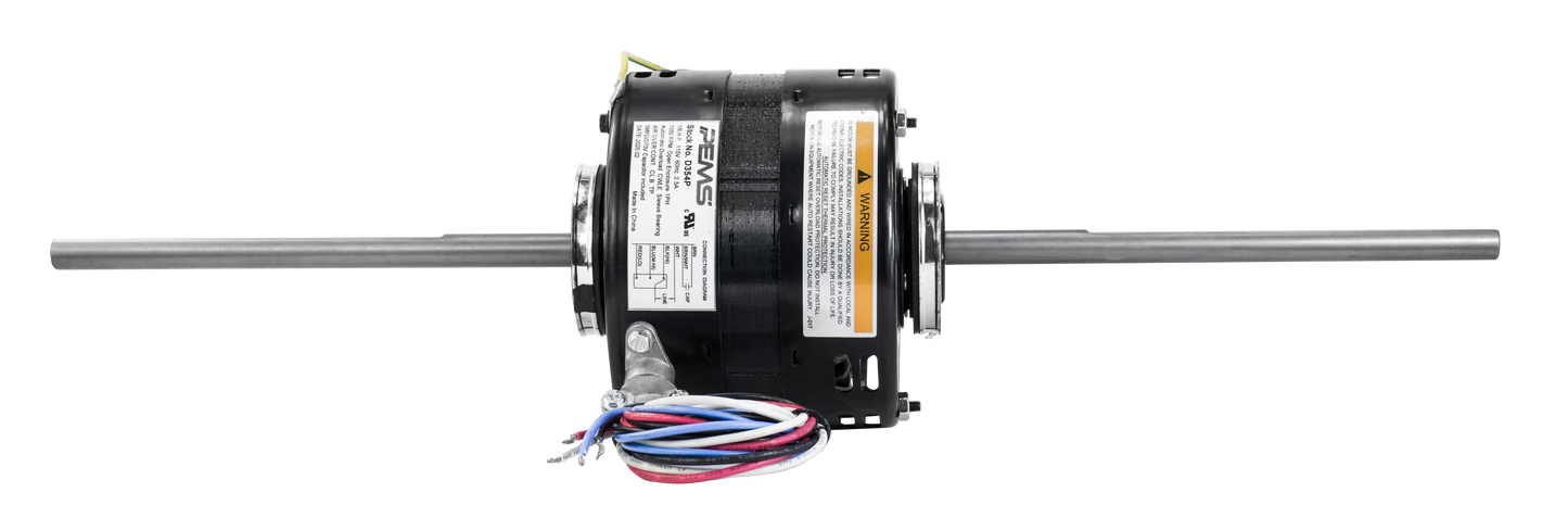 d354p - 1/6 HP | 1050 RPM | 115 V | 1 Ph | 42 Frame | OAO | Dual Shaft | PSC | HVACR Fan Coil/Air Conditioner | Cat D354P | Model D354P