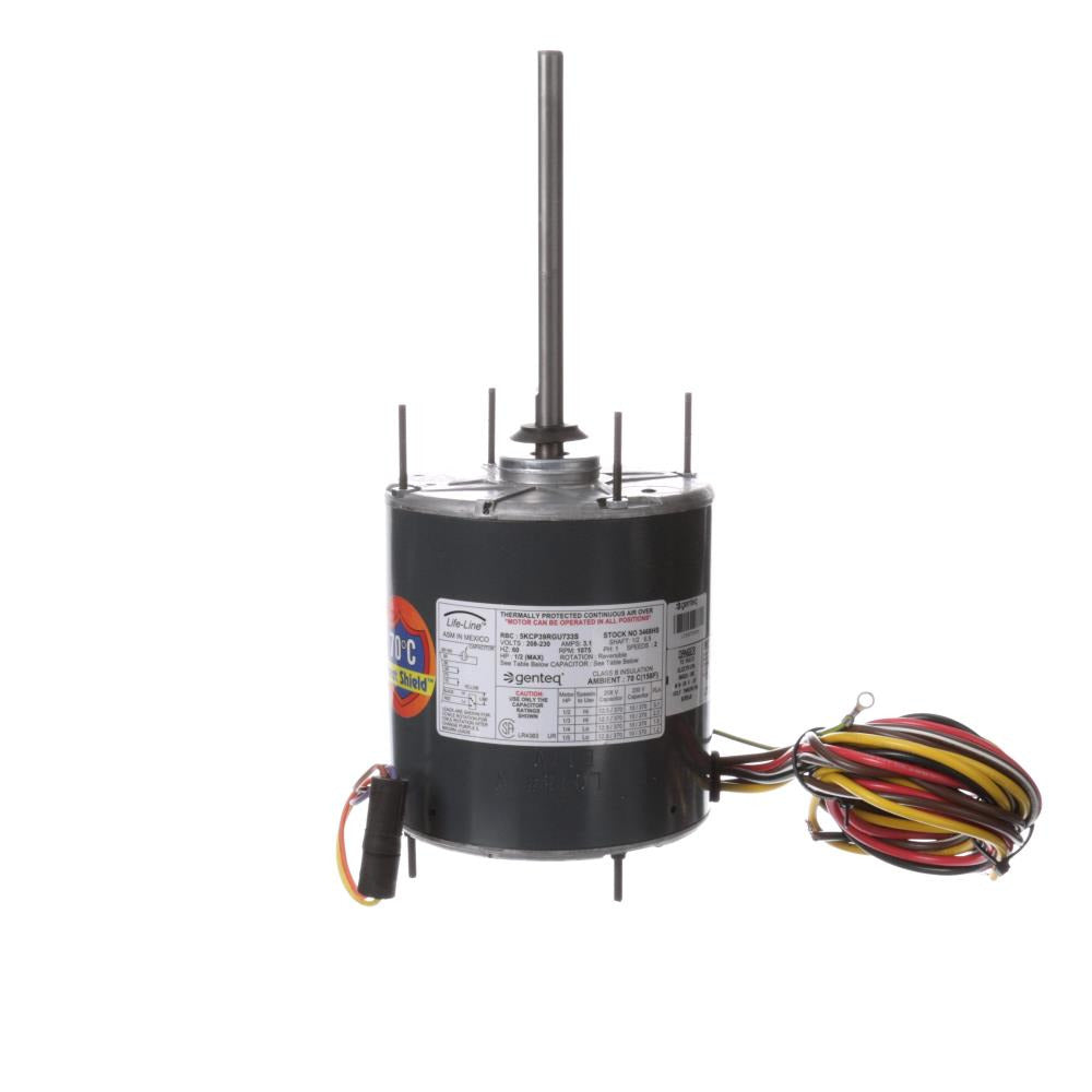 Genteq HEAT SHIELD® Condenser Fan Motor, 1/2-1/5 HP, 1 Ph, 60 Hz, 208-230 V, 1075 RPM, 2 Speed, 48 Frame, TEAO - 3468HS