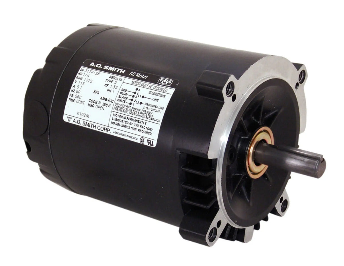 K1024LDES Century General Purpose Motor, 1/4 HP, 1800 RPM, 115/230 V, Single Phase, 56C Frame, DP