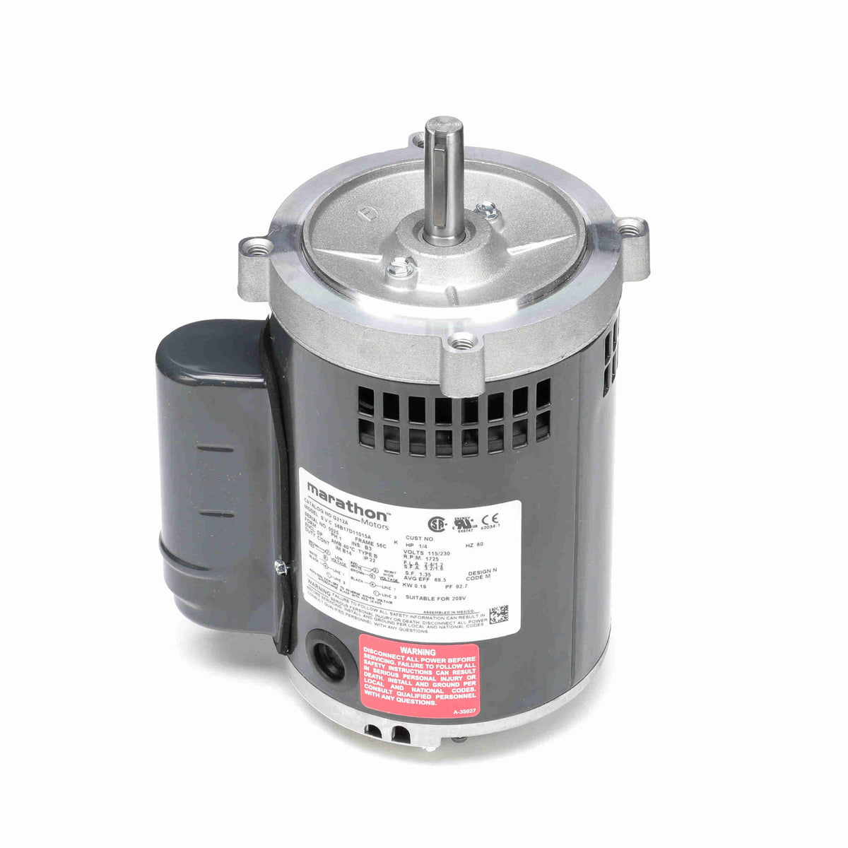 G212A Marathon General Purpose Motor 0.25 HP 1725 RPM 56C Frame