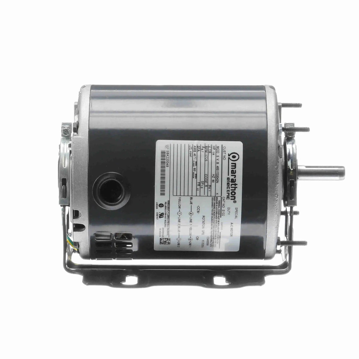 MS102 Marathon General Purpose Motor, 1/4 HP, 1725 RPM, 115 V, Single Phase, 48 Frame, ODP