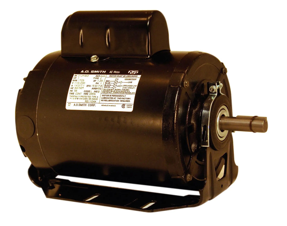 RS1051A Century Fan & Blower Motor, 1/2 HP, 1725 RPM, 115/230 V, Single Phase, 56 Frame, Open