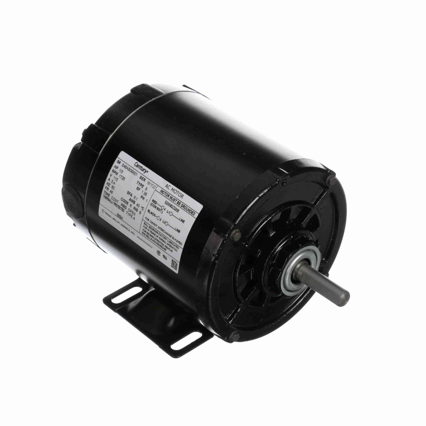 u889a - 1/3 HP | 1725 RPM | 115 V | 1 Ph | 48 Frame | OAO | Reversible | Split Phase | HVACR Fan And Blower | Cat 889A